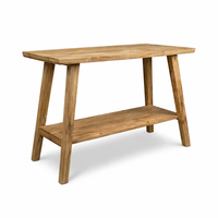 Table console en teck recyclé écologique avec motif de grain naturel, design minimaliste, apparence moderne, salon, gonflable
