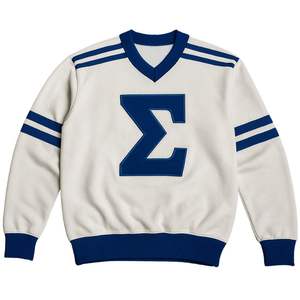 Phi Beta Sigma White V Neck Knit Sweater Big Sigma Letter Blue Sweater Collegiate Greek Fraternity Vintage Style Custom Apparel - Product Image 1