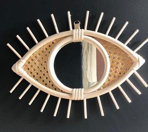 Espejo de baño rústico bohemio en forma de ojo de ratán de alta calidad, decoración de tamaño personalizado, muebles de comedor de Color Natural - Product Image 3