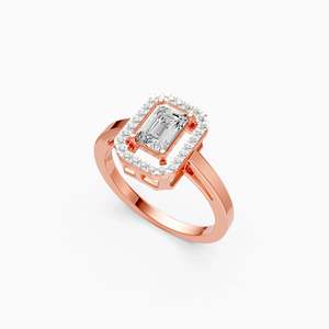 Bague de fiançailles en platine pour femme, diamant rond taille brillant, naturel et certifié, style romantique - Product Image 2
