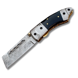 Arwin มีดพับเหล็กดามัสกัสทำด้วยมือมีด้ามจับ Micarta มีที่จับถือกระเป๋าแบบคลิปรับประกัน1ปี-603 - Product Image 1