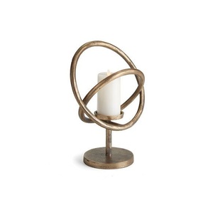 Soporte de Color negro de hierro con portavelas colgantes chapados en oro de aluminio para uso en festivales y fiestas de bodas - Product Image 4