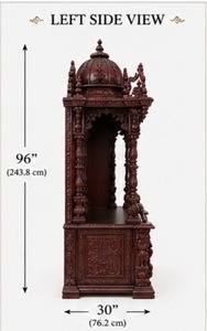 Mandir de Estilo Tradicional del Sur de la India, Personalizable, Duradero, de Madera de Teca Sólida, Unidad de Pooja Grande de Estilo Antiguo, Fabricante - Product Image 3