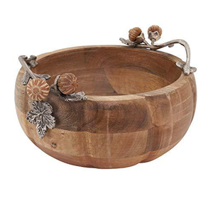 Bol de service en bois naturel Bol rond à fruits fait main avec ustensiles de cuisine et restaurants de taille personnalisée à la main - Product Image 5