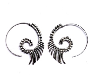 Pendientes de Aro Espiral Bohemios, Aleación Plateada Antigua, Joyería de Moda Unisex - Product Image 1