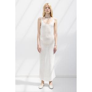 Robe midi en tricot à bretelles - Blanc - Product Image 5