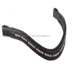 Cadena de diamantes de cristales púrpura y lila de primera calidad con incrustaciones de canal vacío banda de ceja de caballo de cuero acolchado en mazorca completa sobre tamaños - Product Image 3