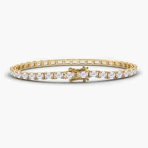 สร้อยข้อมือเพชรโมอิสสีทอง14K พร้อมกำไลข้อมือกลมสวยงามสำหรับผู้หญิงและเด็กผู้หญิงทำด้วยมือ - Product Image 3