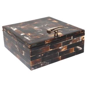 Joyero Cuerno y hueso Trabajo Patrón geométrico negro y beige Trabajo de incrustaciones de hueso Acabado pulido Precio de fábrica Multiusos - Product Image 1