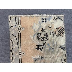 Vintage Small Rug, 1.4x3.2 ft Turkish Rug, <b>Brown</b> <b>Wool</b> Rug - Product Image 5
