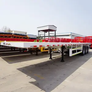 60 Ton 40ft Container 3 Axles Flatbed Semi Trailer