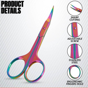 Portable Rainbow <b>Nail</b> <b>Scissors</b> Set Curved Straight Stainless Steel Cuticle Eyebrow Trimming <b>Scissors</b> - Product Image 4