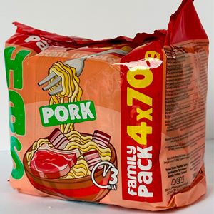 Fideos Instantáneos Fritos HAS, Harina de Trigo, Sabor a Cerdo, Paquete Familiar de 4x70g, Listos para Comer, 18% de Grasa, 3 Minutos de Cocción, Certificación HACCP/IFS/ISO - Product Image 6