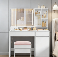 Table de toilette multifonctionnelle peu encombrante, coiffeuse portable avec tiroirs de rangement, bureau de maquillage pour chambre à louer