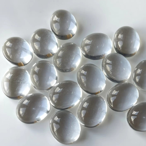 Cuarzo transparente blanco natural Oval 9x11mm Cabujón con parte posterior plana-Piedras preciosas sueltas - Product Image 1