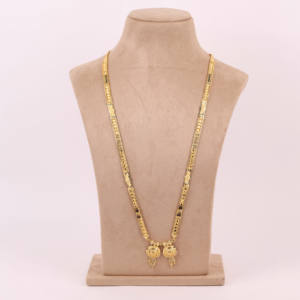 Women's Traditional Gold-Plated Mangalsutra Jewelry <b>Copper</b> Brass Chapado with Oro Laminado for Wedding Season <b>Gift</b> - Product Image 1