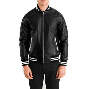 Venta directa Chaquetas universitarias bordadas personalizadas Chaquetas universitarias personalizadas para mujeres con mangas de cuero PARA hombres y mujeres - Product Image 1