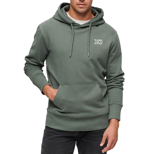 Sweat-shirt vert à col montant pour homme, coupe classique, en tissu de laine, décontracté, avec poche et logo brodé sur le devant, idéal pour l'hiver - Product Image 2