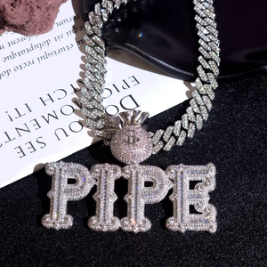 Collar de Plata de Ley Personalizado con Nombre, Diamantes Moissanite VVS, Estilo Hip Hop, Collar de Lujo para Él y Ella, para Fiestas - Product Image 4