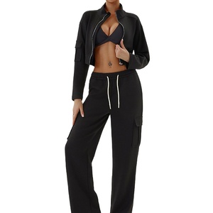 360 GSM poliéster algodón Otoño Invierno sudaderas con capucha de lana de gran tamaño mujeres cremalleras dobles chándal Conjunto personalizado 2026 - Product Image 5