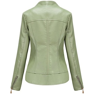 High Quality Women's Genuine Leather <b>Jacket</b> Custom Logo Knitted Breathable Short Fashionable Zipper Closure Leather <b>Biker</b> <b>Jacket</b> - Product Image 6