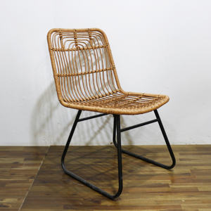 Artex Dong Thap Factory Durable Patio Chair with Powder Coated Black Metal <b>Frame</b> Brown Rope Weaving and Cross Support Design - Product Image 1