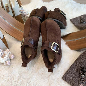 รองเท้าบูทข้อเท้าส้นกลางหัวมนสำหรับผู้หญิง ส้นสูง 3-5 ซม. ยางหุ้มขนสั้นเทียมสำหรับฤดูหนาว (5 ซม.) - Product Image 5