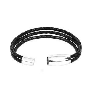 2025 nouveau produit bijoux de mode Bracelet en cuir pour hommes Bracelet tressé hommes alliage aimant fermoir Bracelets - Product Image 2