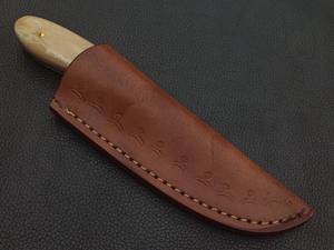 Couteau skinner en acier damas fait à la main personnalisé manche en os avec bel étui en cuir - Product Image 6