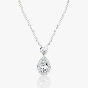 Collar de diamantes moissanita Halo de gota de pera de plata 925 - Product Image 1