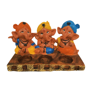 Handmade Hand-painted Multicolour Resin Ganesh Ji Statue Set of 3 for Traditional Religious <b>Home</b> <b>Decor</b> & <b>Gift</b> - Product Image 3