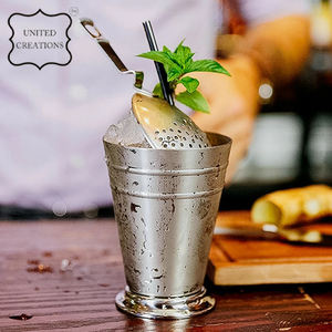 Tasse à la menthe Julep martelée en cuivre pur 100%, gobelet à eau citronnée gobelet en métal incassable tasses sans pied - Product Image 3