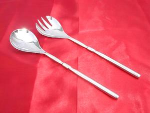 Hot Vantage Juego de servidores de ensalada de acero inoxidable Juego de cucharas de acero inoxidable Juego de servidores de ensalada de diseño simple niquelado pulido brillante - Product Image 6