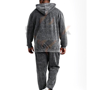Unisex Cotton Hoodie <b>Jogger</b> Tracksuit <b>Set</b> Acid Wash Casual Wear Cotton Tracksuit for Men Custom Logo Hoodie and <b>Jogger</b> <b>Matching</b> - Product Image 2