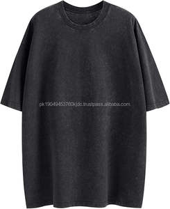 Unisex Acid Wash Drop Shoulder 100% Cotton <b>Tshirt</b> by Waseem Impex Casual Pull Over Long Length <b>High</b> Street Style Blank Design - Product Image 1