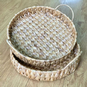 Multi-Functional Storage <b>Bread</b> Tray Seagrass <b>Basket</b> with Dry Water Hyacinth Metal Frame and Lid for Food Storage - Product Image 1