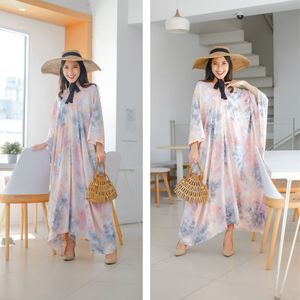 Robe caftan abaya tie-dye de haute qualité pour femmes, mode fluide et modeste, idéale pour les événements d'été et les tenues quotidiennes - Product Image 5