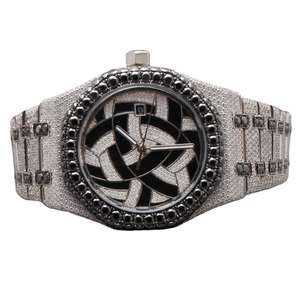 Luxury Bling Hip Hop Fully Iced Out <b>Watches</b> Silver Gold Dial Quartz Diamond <b>Watches</b> <b>Men</b> <b>Wrist</b> Moissanite <b>Watch</b> - Product Image 1