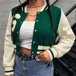 2026 New Fashion Long <b>Sleeve</b> Crop Top Baseball Varsity <b>Jacket</b> Custom Logo Eco-Friendly Windproof Breathable Winter <b>Jacket</b> Women - Product Image 4