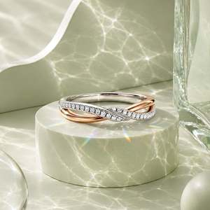 Jeulia Infinity Twist Two-Tone Pave Wedding Band with Oval Zircon - Product Image 4