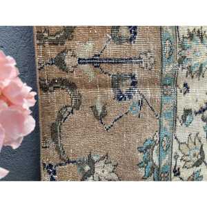 1.6x3.2 ft Rug, Turkish Rug, Vintage <b>Brown</b> <b>Wool</b> Oriental Rug - Product Image 4