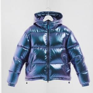 Chaqueta Acolchada Unisex con Capucha, Metálica, Brillante, Impermeable, Ecológica, Estilo Urbano Moderno, Tendencia de Invierno, Elegante, 100% - Product Image 1