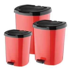 Ensemble de poubelles à pédale durables, lot de 3, en plastique PP, avec couvercle, pour déchets ménagers, type à pression, écologiques, amovibles - Product Image 3