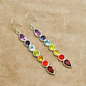 Jewelry For Women Silver Boho Style <b>Earrings</b> Jewelry 925 Sterling Silver Multi Stone Gemstone Trending <b>Handmade</b> <b>Earrings</b> Gift - Product Image 4
