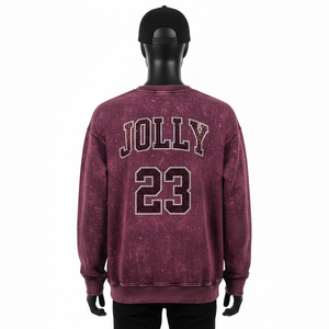 Men Vintage Sun Fade <b>Sweatshirt</b> Heavyweight Cotton <b>Fleece</b> GSM Washed Look Rhinestone Logo Custom wash basics <b>Sweatshirt</b> for Men - Product Image 2