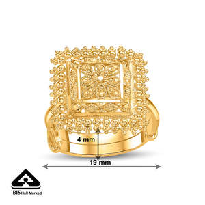 Vaibhav <b>Vintage</b> <b>Gold</b> Plated Hexagon <b>Ring</b> with Natural Cut Stone - Product Image 6