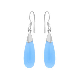 ต่างหูหยดน้ำทรงหยดน้ำจากหินแคลเซโดนีธรรมชาติ เงินแท้ 925 เครื่องประดับวินเทจสำหรับผู้หญิง ของขวัญงานแต่งงาน ขายส่ง - Product Image 1