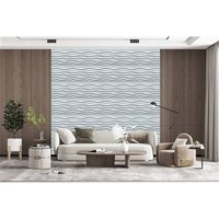Panneau mural 3D à vagues en PVC au design moderne, plastique noir mat imperméable pour la décoration de l'hôtel et de la salle, panneaux de revêtement mural