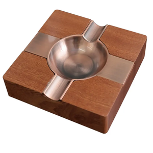 Cendrier sculpté antique en bois et acier pour usage intérieur extérieur Cendrier décoratif à usage quotidien Cendrier de luxe portable - Product Image 5