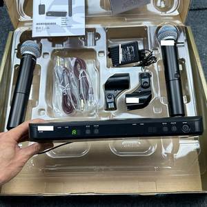 Système de microphone <span class=keywords><strong>sans</strong></span> <span class=keywords><strong>fil</strong></span> BLX288 /Beta58A, système vocal double, deux microphones portatifs professionnels UHF PLL, véritable diversité, micro omnidirectionnel - Product Image 1